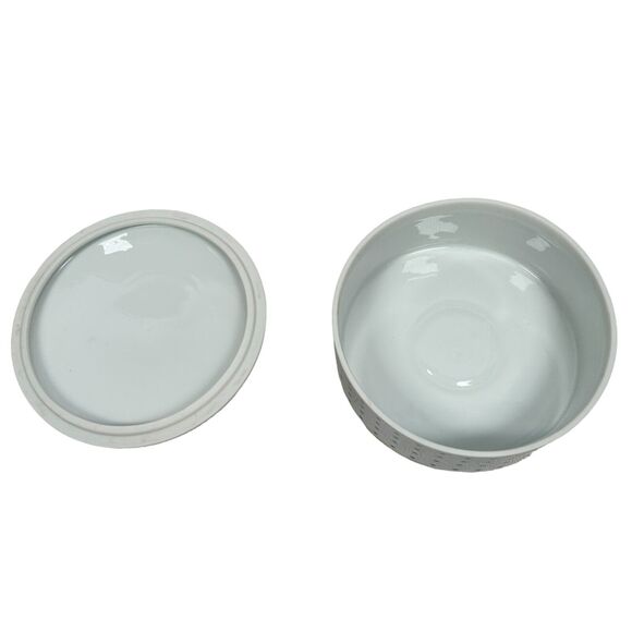 Bill Goldsmith Limoges Potpourri Blue Porcelain Covered Bowl Trinket Dish 5" - Picture 6 of 9